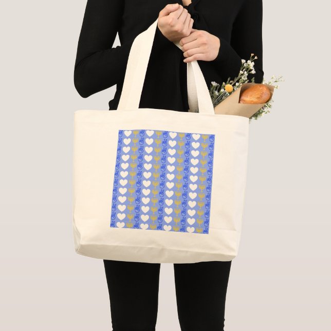 Peace Kärlek & Hanukkah Tote Bag Jumbo Tygkasse (Framsida (produkt))