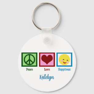 Peace Kärlek Happity Cute Anpassningsbar Nyckelring