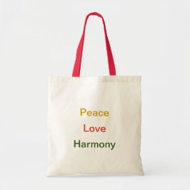 Peace kärlek harmoniy guld tonröd grönt Tote Bag Tygkasse