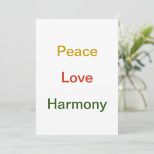 Peace Kärlek Harmony guld red grönt Julkort