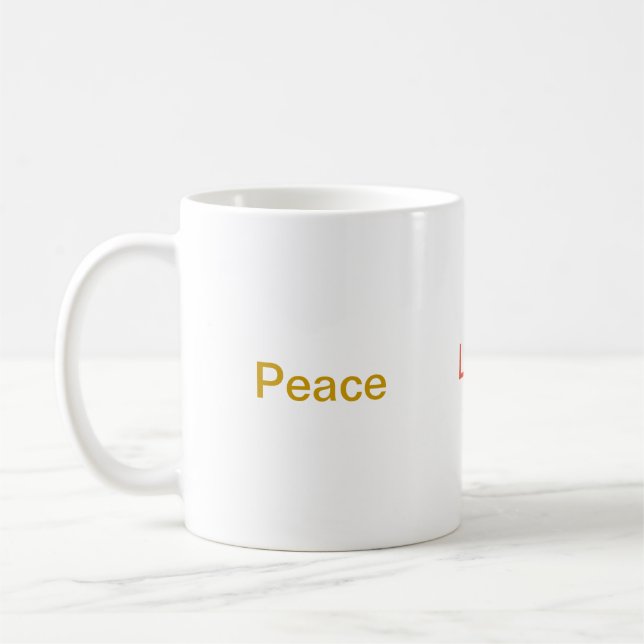 Peace Kärlek Harmony guld red grönt Kaffemugg (Vänster)