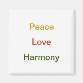 Peace Kärlek Harmony guld red grönt Magnet