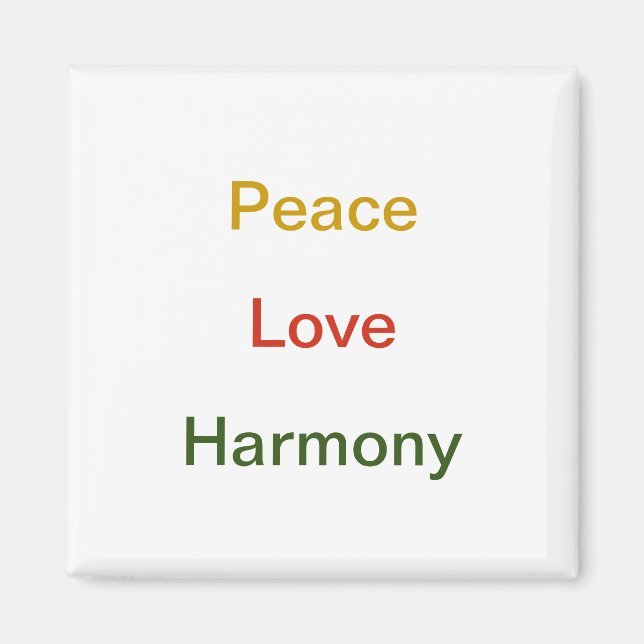 Peace Kärlek Harmony guld red grönt Magnet (Framsidan)