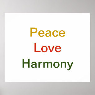 Peace Kärlek Harmony guld red grönt Poster
