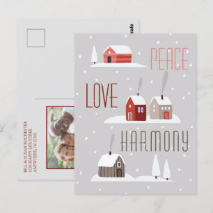 Peace Kärlek Harmony Retro-julfotfoto Helgdag Vykort