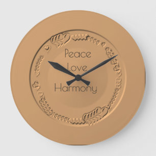 Peace Kärlek Harmony Text om Guld Clock Stor Klocka