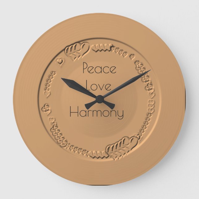 Peace Kärlek Harmony Text om Guld Clock Stor Klocka (Framsida)
