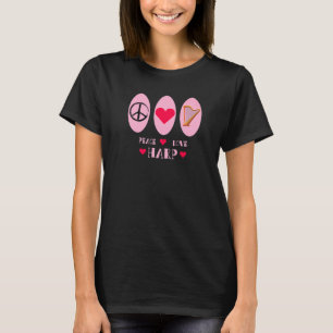 Peace Kärlek Harp Heart Orchestra-konsertrytm Ton T Shirt