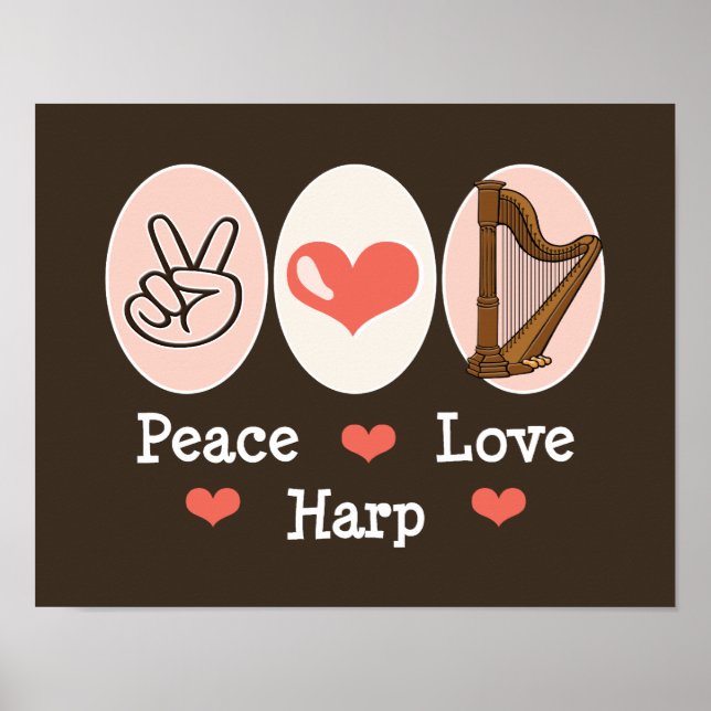 Peace Kärlek Harp Poster (Framsidan)