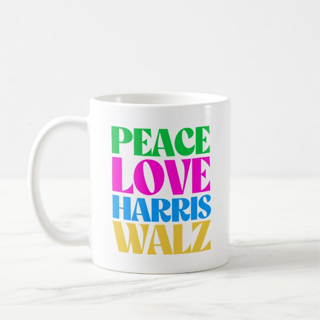 Peace Kärlek Harris Walz Kaffemugg (Vänster)