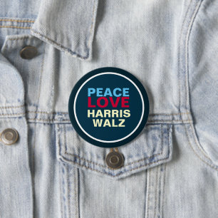 Peace KÄRLEK HARRIS WALZ Mod Knapp