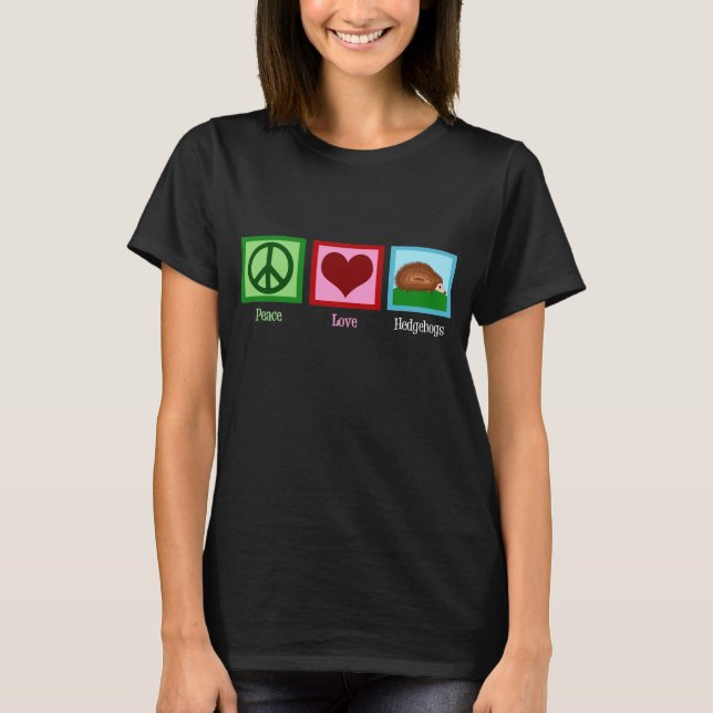 Peace Kärlek Hedgehogs T-shirt (Framsida)