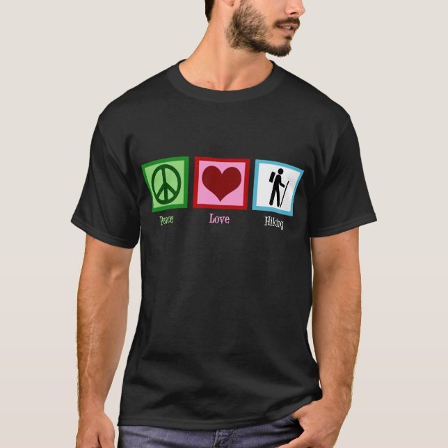 Peace Kärlek Hiking T Shirt (Framsida)