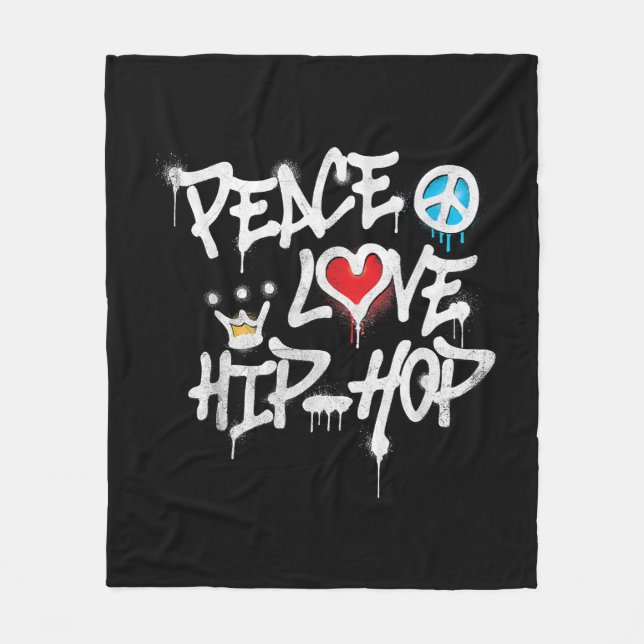 Peace Kärlek Hip hop Dancing Fleecefilt (Framsidan)