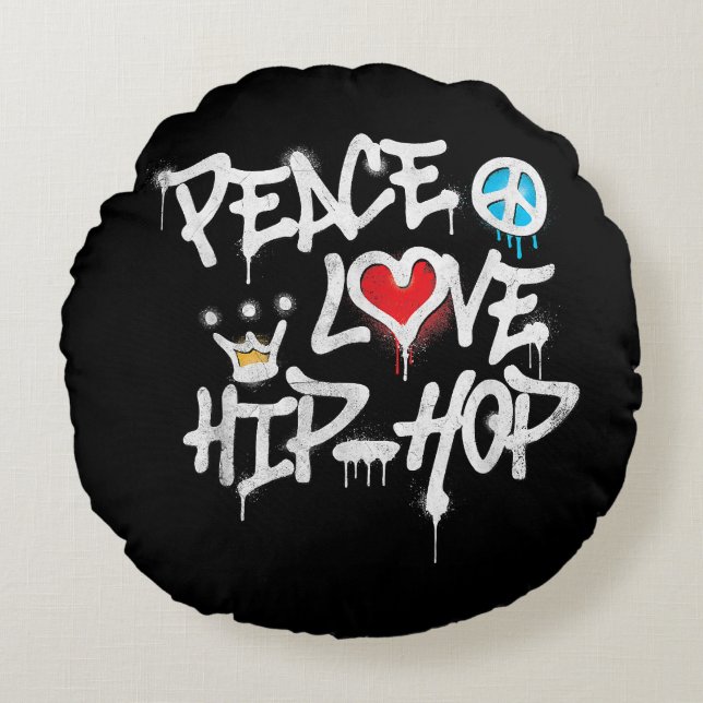 Peace Kärlek Hip hop Dancing Rund Kudde (Framsidan)