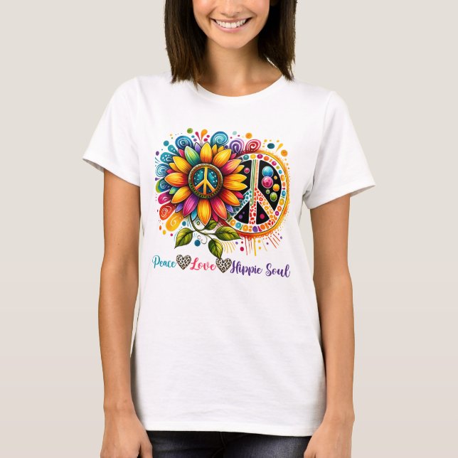 Peace kärlek hippie-själ t shirt (Framsida)