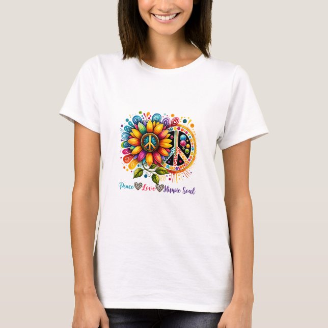 Peace kärlek hippie-själ t shirt (Framsida)