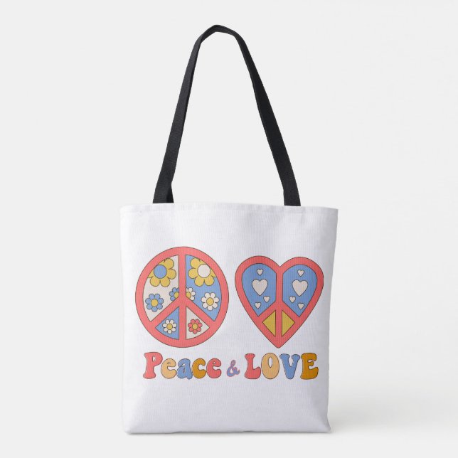 PEACE & KÄRLEK HIPPIE TOTE TYGKASSE (Baksida)
