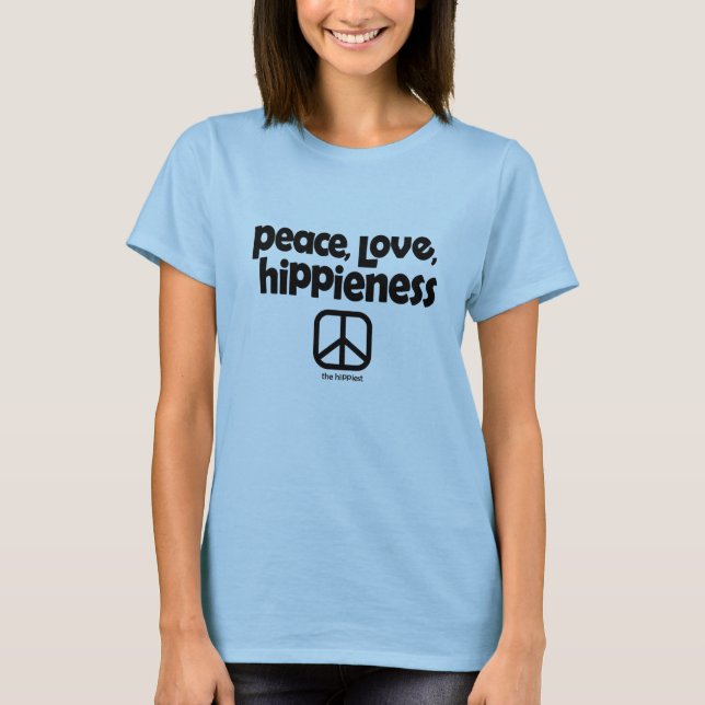 Peace Kärlek Hippieess Tie Dye Tee Blue Dam (Framsida)