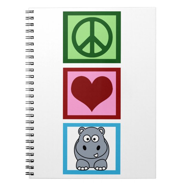 Peace Kärlek Hippos Anteckningsbok Med Spiral (Framsidan)