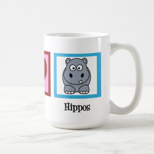 Peace Kärlek Hippos Cute Hippo Kaffemugg