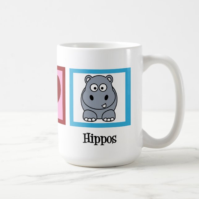 Peace Kärlek Hippos Cute Hippo Kaffemugg (Höger)