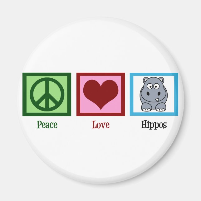 Peace Kärlek Hippos Magnet (Framsidan)