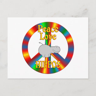 Peace Kärlek Hippos Vykort