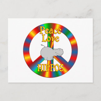 Peace Kärlek Hippos Vykort