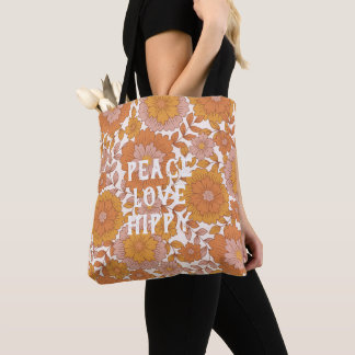 Peace Kärlek Hippy Retro 60-tal Flower Mönster Tygkasse