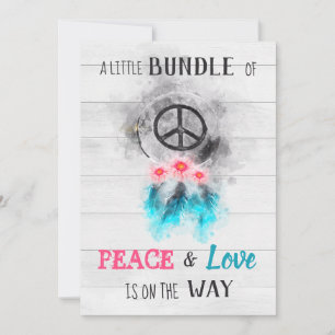 *~* Peace & Kärlek Hippy Rustic Baby Neutralt Show Inbjudningar