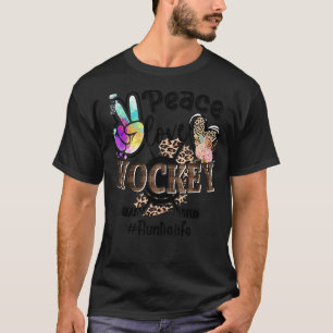 Peace Kärlek Hockey Auntie Life Mamma Grandma Leop T Shirt