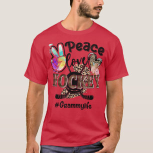 Peace Kärlek Hockey Grammy Life Mamma Grandma Leop T Shirt
