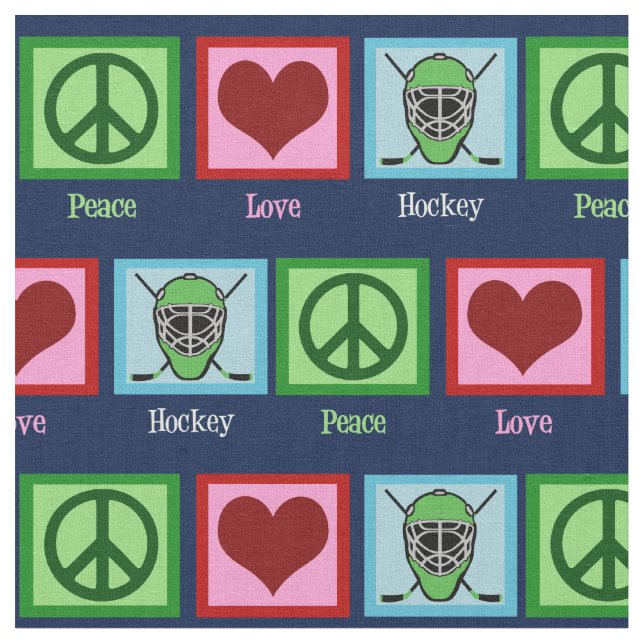 Peace Kärlek Hockey jul Tyg (Närbild)