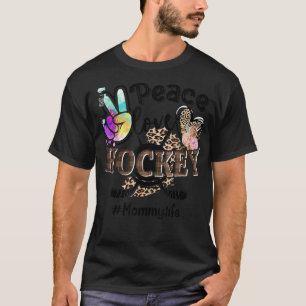 Peace Kärlek Hockey Mamma Life Mamma Grandma Leopa T Shirt