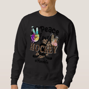 Peace Kärlek Hockey Mima Life Mamma Grandma Leopar Lång Ärmad Tröja