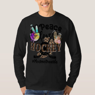 Peace Kärlek Hockey Modmor Life Mamma Grandma Leop T Shirt