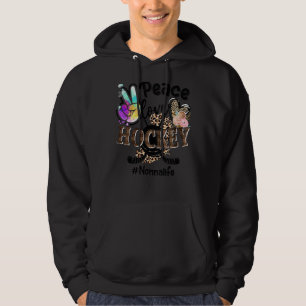 Peace Kärlek Hockey Nonna Life Mamma Grandma Leopa Hoodie