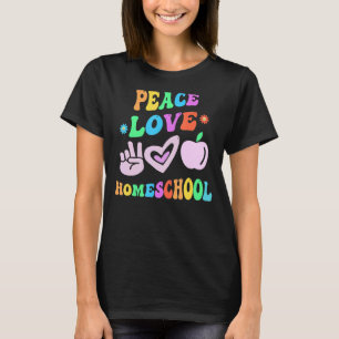 PEACE KÄRLEK HOMESCHOL Retro Mamma Groovy tillbaka T Shirt