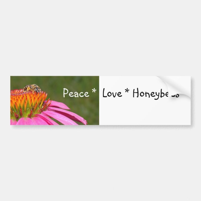 Peace Kärlek Honeybees Bumper Sticker Bildekal (Framsidan)
