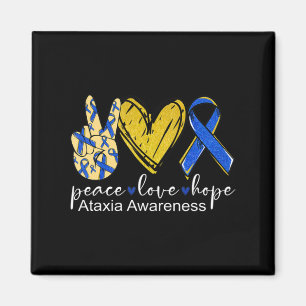 Peace Kärlek Hope Ataxi Awareness Shirt Blue Ribbo Magnet