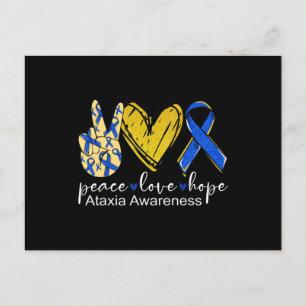Peace Kärlek Hope Ataxi Awareness Shirt Blue Ribbo Vykort