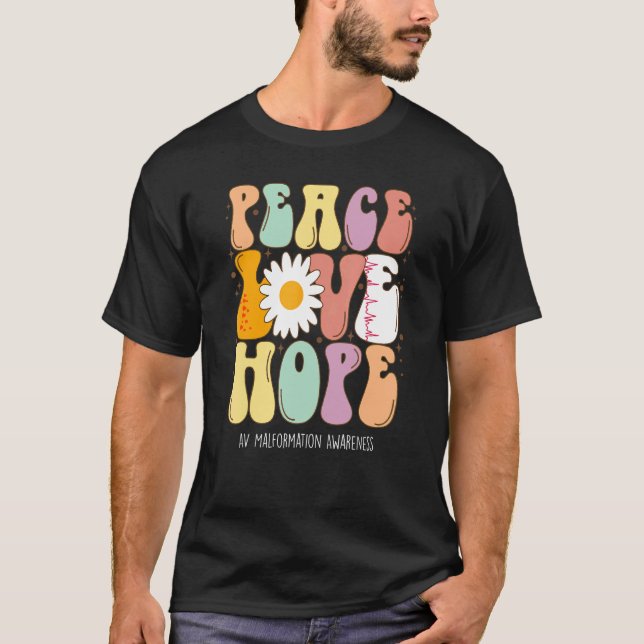 Peace Kärlek Hope AV Malformation Awareness T Shirt (Framsida)