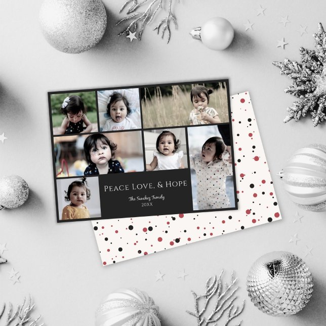 Peace Kärlek Hope Black Photo jul-Helgdag Card Julkort (Skapare uppladdad)
