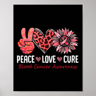 Peace Kärlek Hope Blood Cancer Awareness Red Ribbo Poster