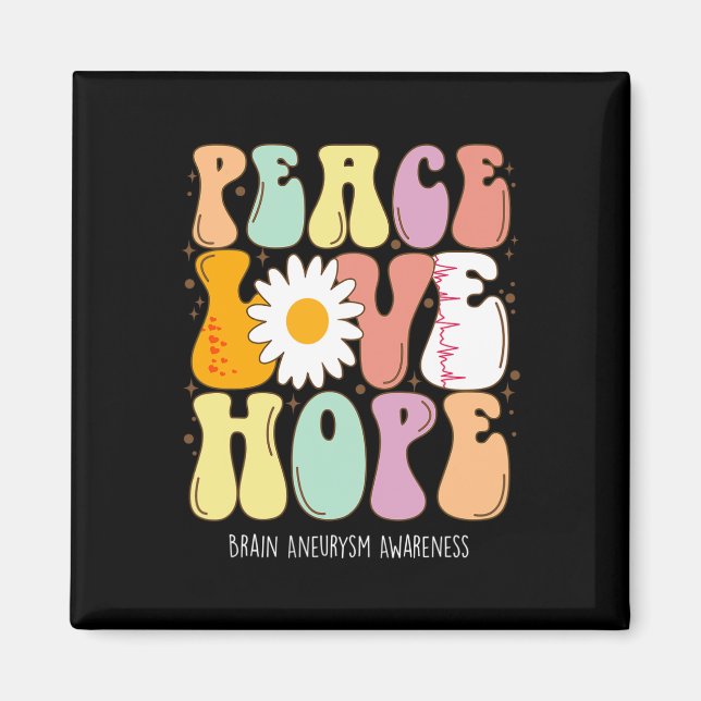 Peace Kärlek Hope Brain Aneurysm Awareness Gift Magnet (Framsidan)