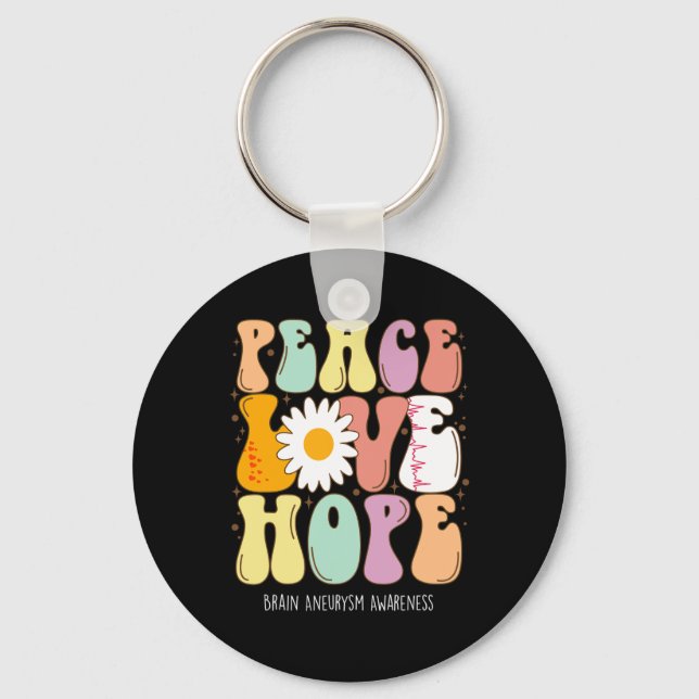 Peace Kärlek Hope Brain Aneurysm Awareness Gift Nyckelring (Framsida)