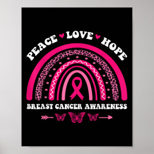 Peace Kärlek Hope Breast Cancbow Rainbow Emotional Poster