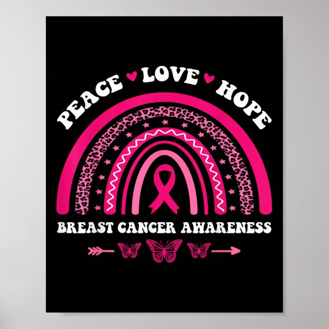 Peace Kärlek Hope Breast Cancbow Rainbow Emotional Poster (Framsidan)