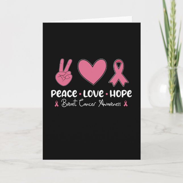 Peace Kärlek Hope Breast Cancer Awareness Survivor Kort (Framsida)